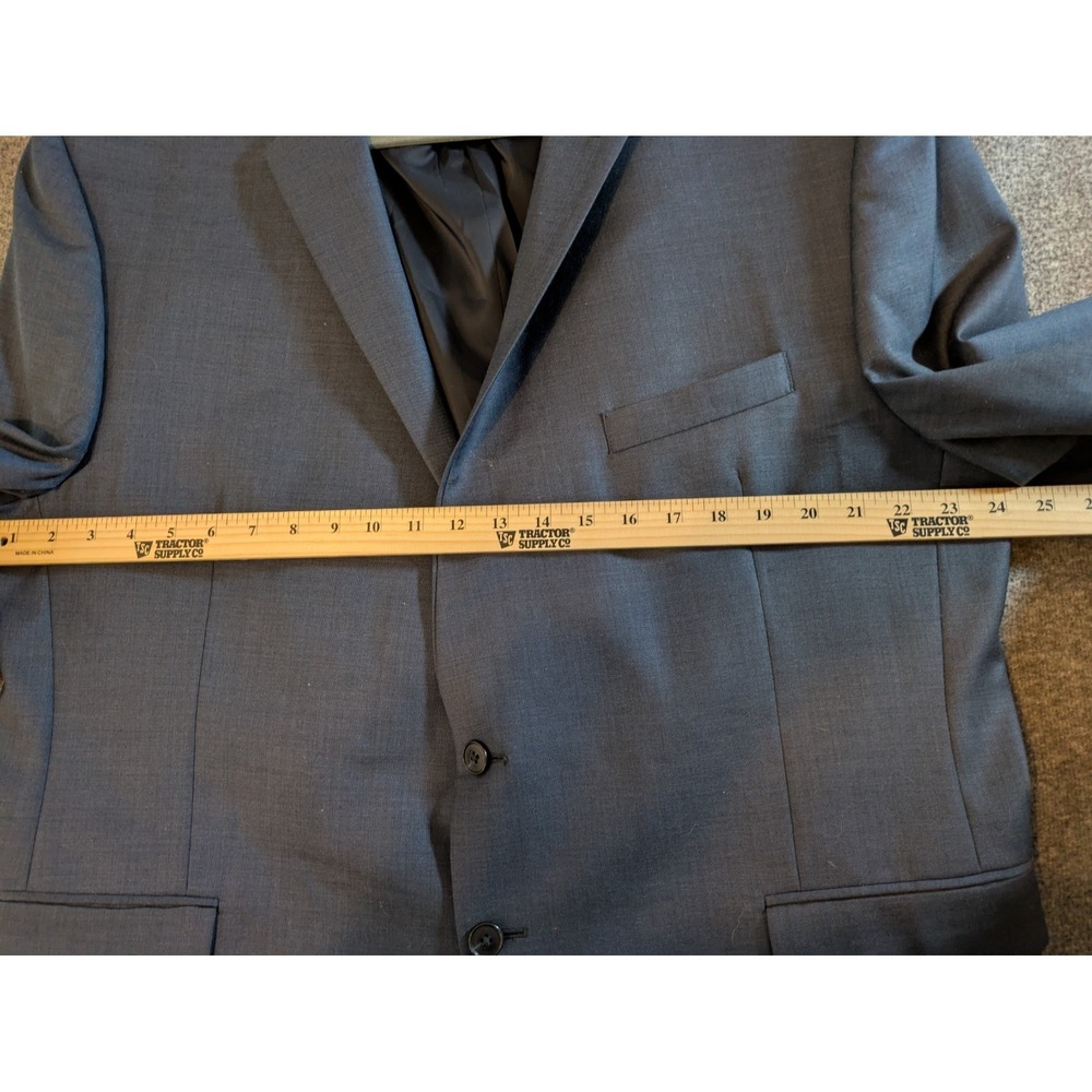 JOS A BANK  sport coat suit jacket blazer solid blue 100% WOOL 52 R Slim Fit‎ - Picture 8 of 13